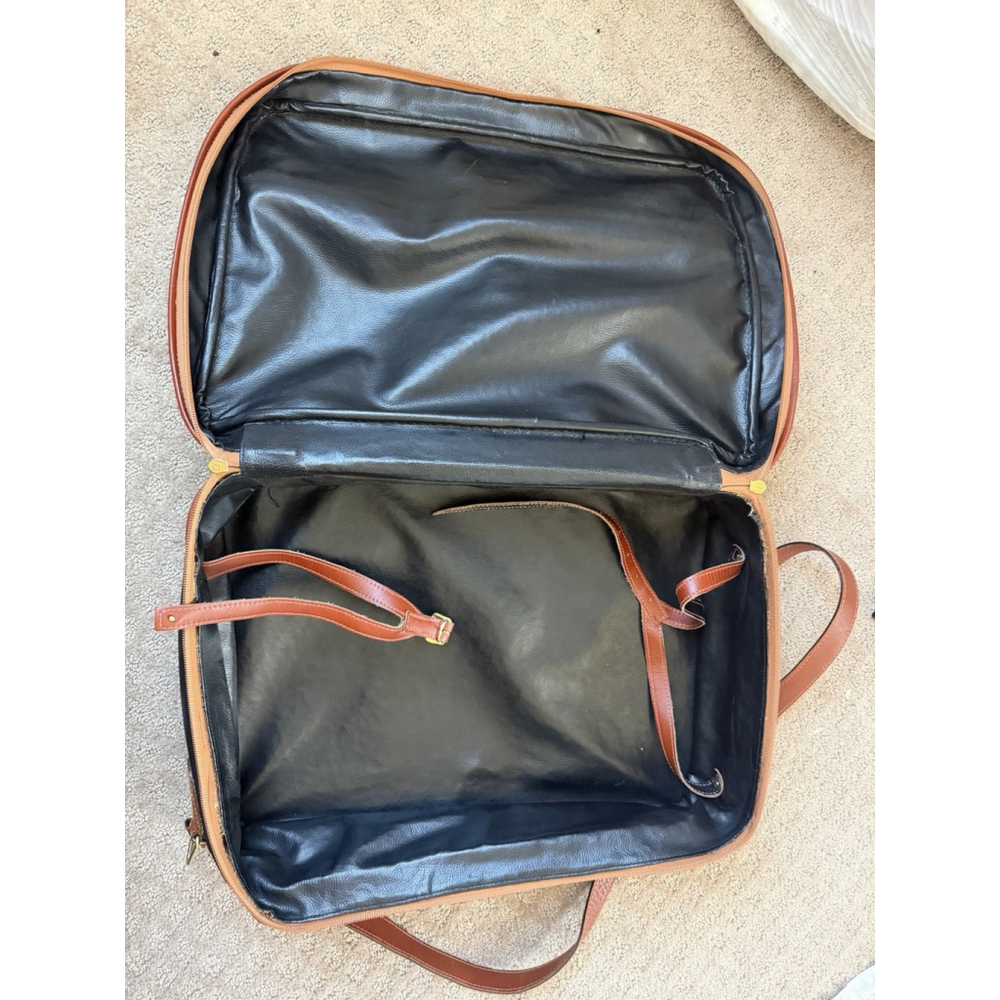 Fendi Pequin Vintage Travel Duffle Bag Canvas Leather Black Brown - Picture 7 of 12